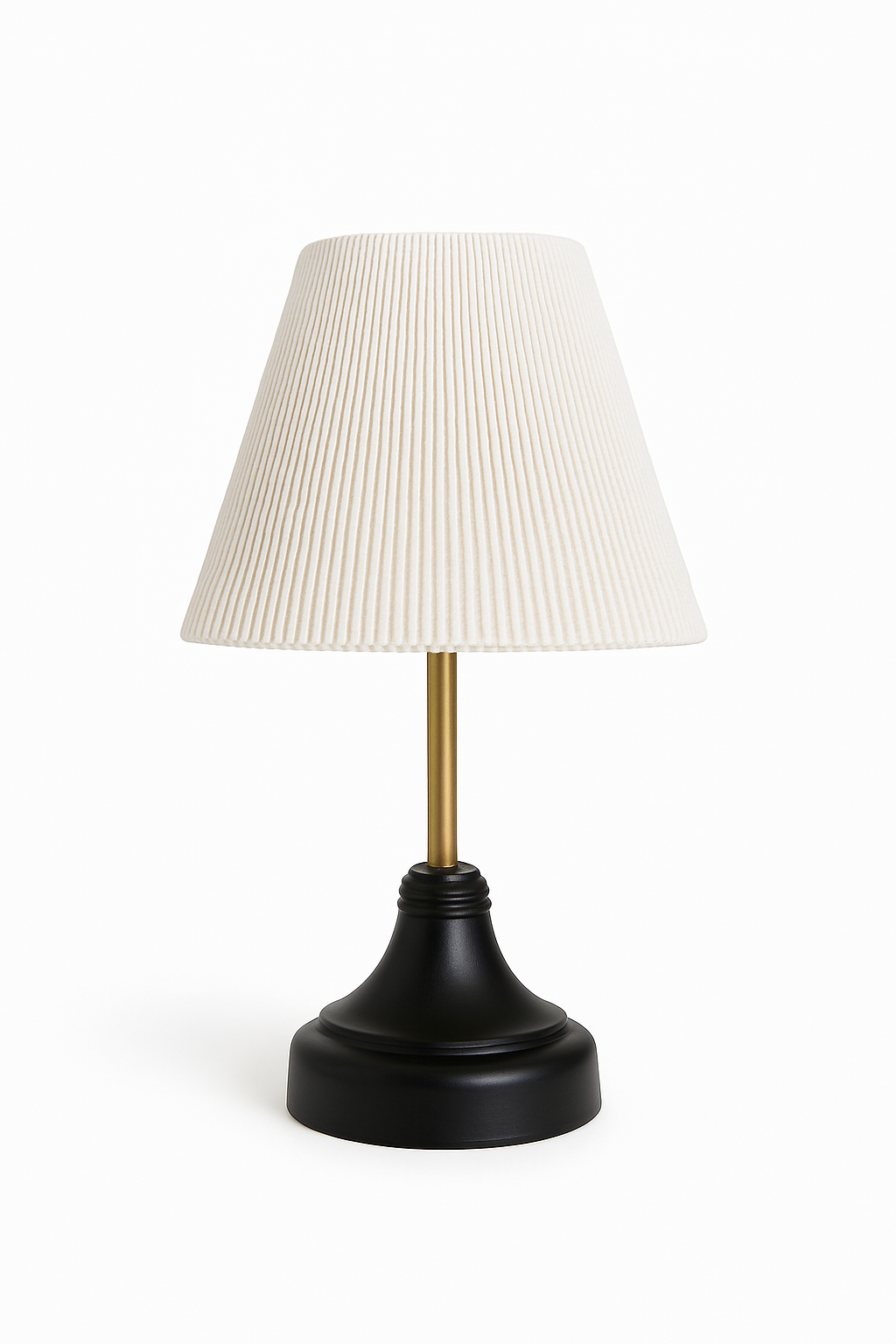 Elegant White Pleated Table Lamp with Black Base