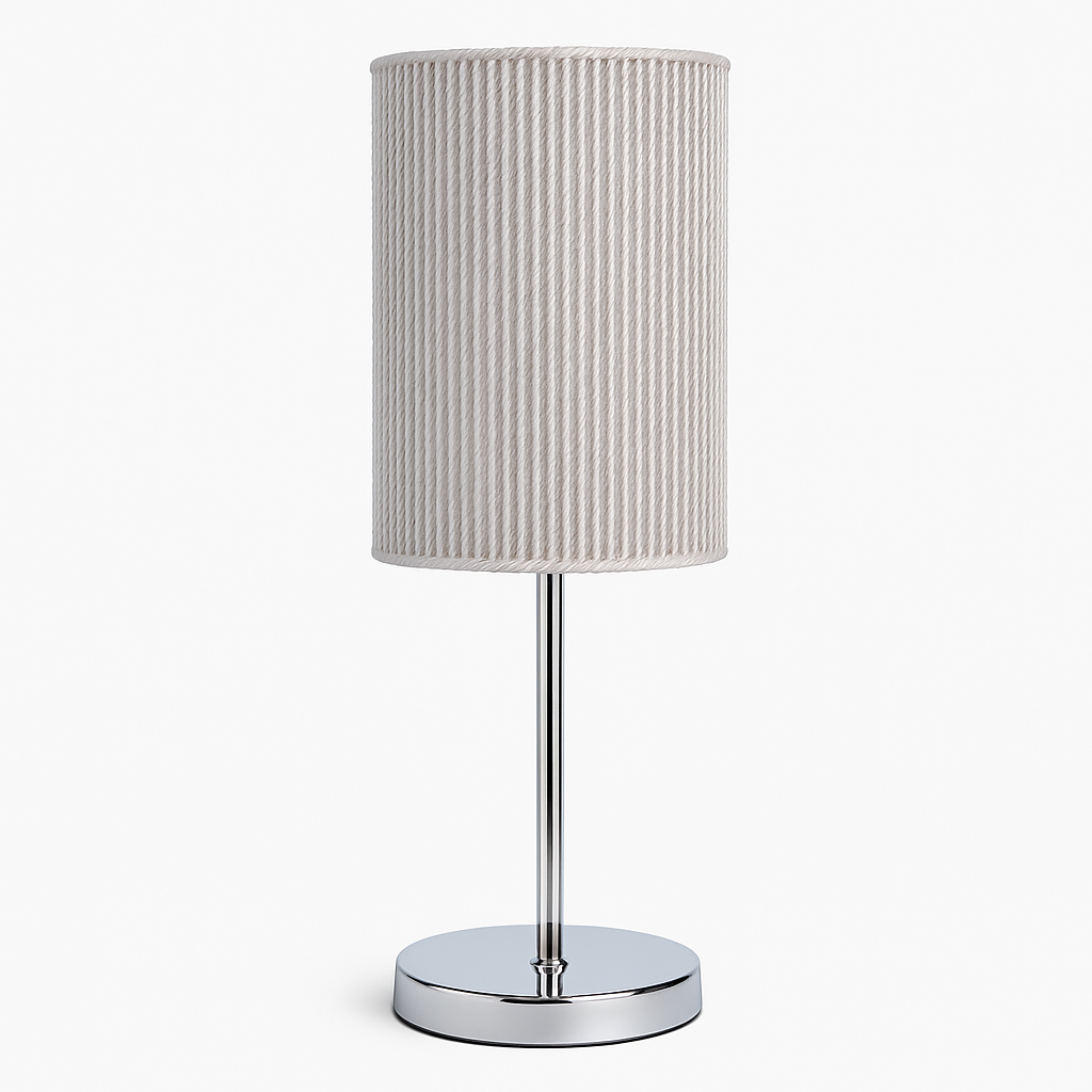 Modern Cylindrical Table Lamp with Chrome Base
